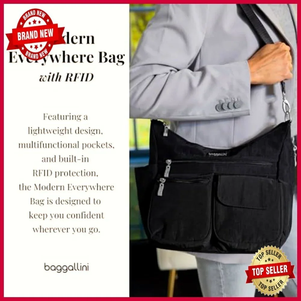 Modern Crossbody Hobo Bag RFID Blocking Water Resistant 11x9x4.5